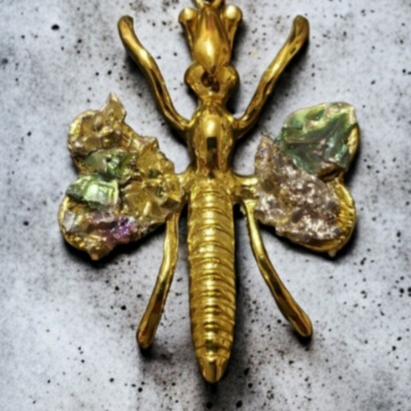 Bismuth Dragonfly Pendant Necklace - Picture 10 of 11